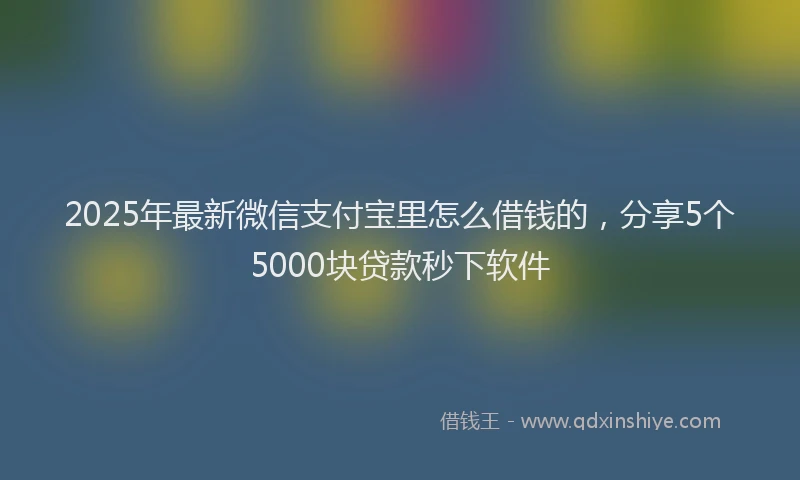2025年最新微信支付宝里怎么借钱的，分享5个5000块贷款秒下软件