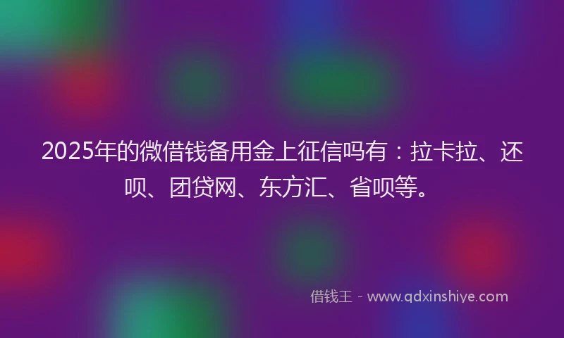 2025年的微借钱备用金上征信吗有：拉卡拉、还呗、团贷网、东方汇、省呗等。