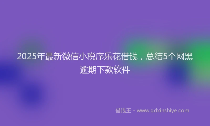 2025年最新微信小税序乐花借钱，总结5个网黑逾期下款软件