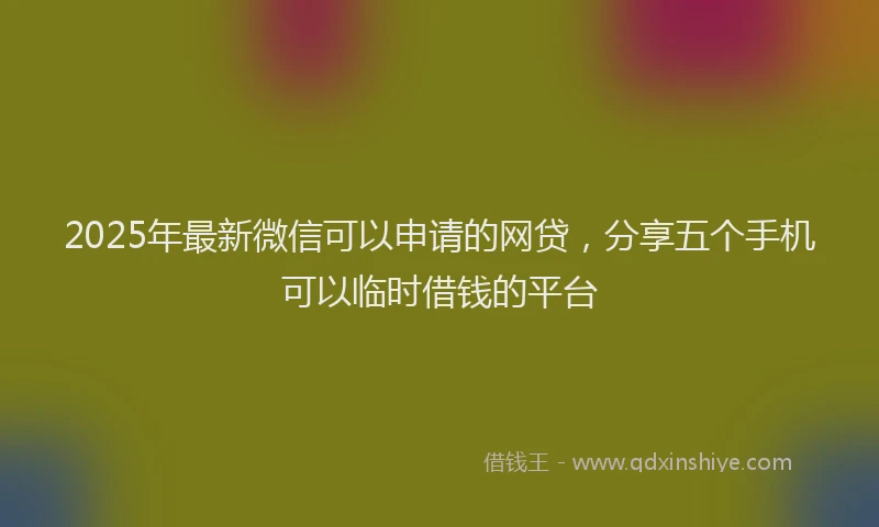 2025年最新微信可以申请的网贷，分享五个手机可以临时借钱的平台