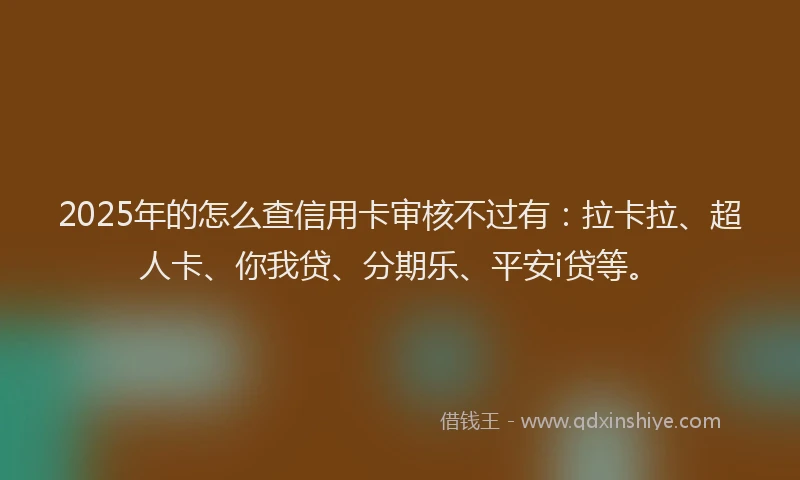 2025年的怎么查信用卡审核不过有：拉卡拉、超人卡、你我贷、分期乐、平安i贷等。