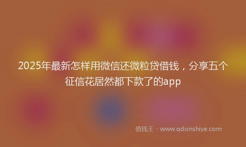 2025年最新怎样用微信还微粒贷借钱，分享五个征信花居然都下款了的app