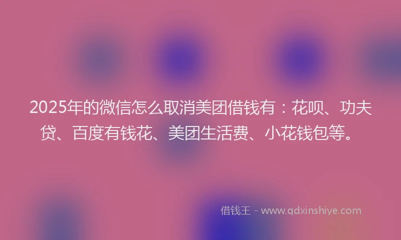 2025年的微信怎么取消美团借钱有：花呗、功夫贷、百度有钱花、美团生活费、小花钱包等。