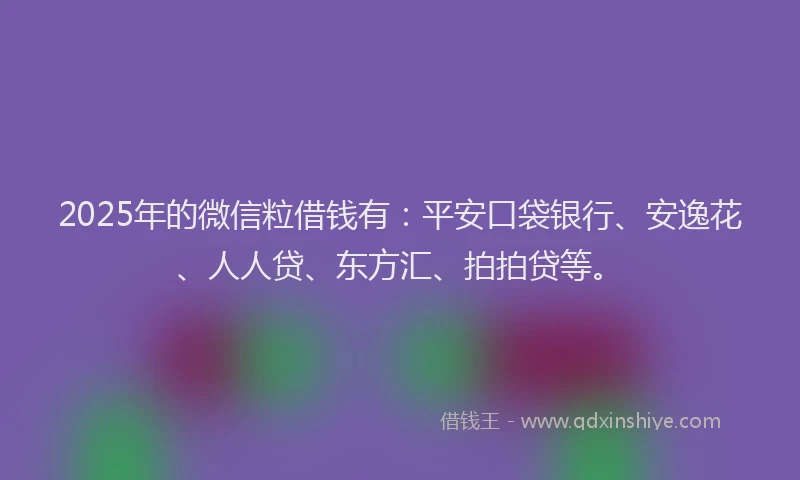 2025年的微信粒借钱有：平安口袋银行、安逸花、人人贷、东方汇、拍拍贷等。