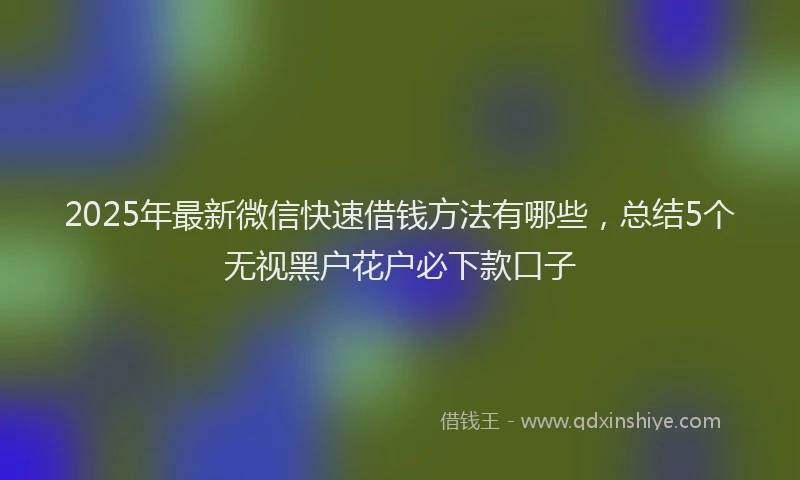 2025年最新微信快速借钱方法有哪些，总结5个无视黑户花户必下款口子