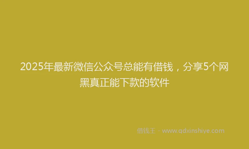 2025年最新微信公众号总能有借钱，分享5个网黑真正能下款的软件