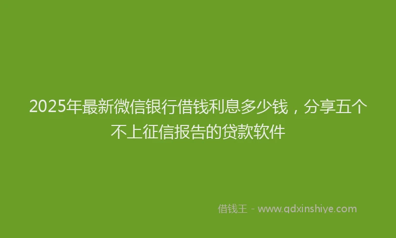 2025年最新微信银行借钱利息多少钱，分享五个不上征信报告的贷款软件