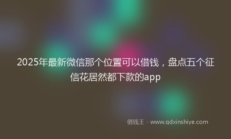 2025年最新微信那个位置可以借钱，盘点五个征信花居然都下款的app