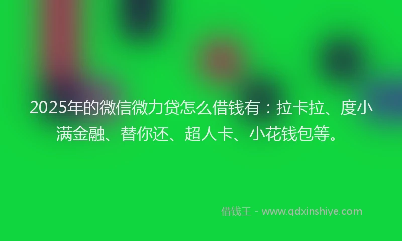 2025年的微信微力贷怎么借钱有：拉卡拉、度小满金融、替你还、超人卡、小花钱包等。