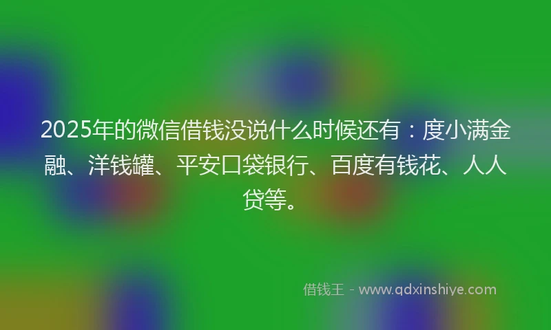 2025年的微信借钱没说什么时候还有：度小满金融、洋钱罐、平安口袋银行、百度有钱花、人人贷等。