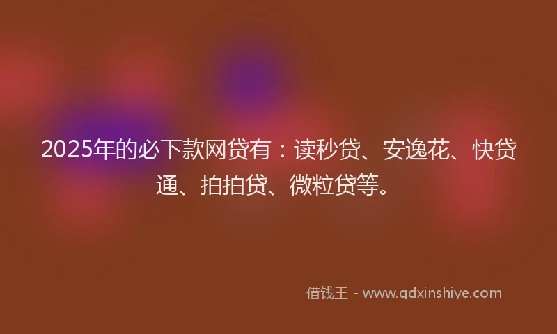 2025年的必下款网贷有：读秒贷、安逸花、快贷通、拍拍贷、微粒贷等。