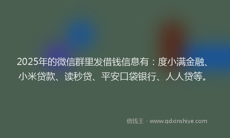 2025年的微信群里发借钱信息有：度小满金融、小米贷款、读秒贷、平安口袋银行、人人贷等。
