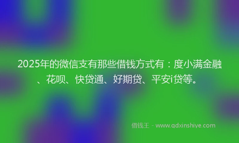 2025年的微信支有那些借钱方式有：度小满金融、花呗、快贷通、好期贷、平安i贷等。