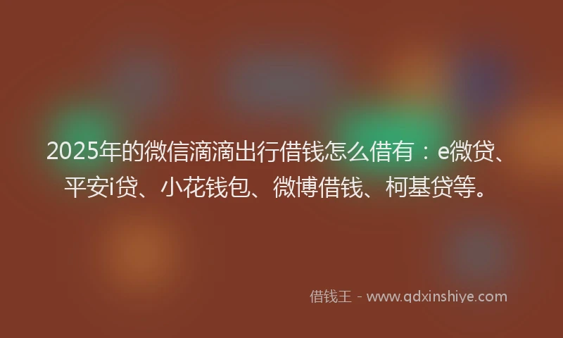 2025年的微信滴滴出行借钱怎么借有：e微贷、平安i贷、小花钱包、微博借钱、柯基贷等。