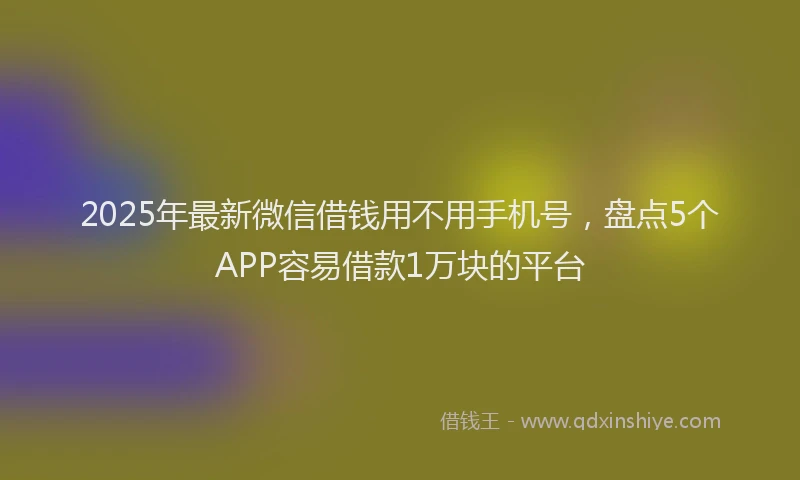 2025年最新微信借钱用不用手机号，盘点5个APP容易借款1万块的平台
