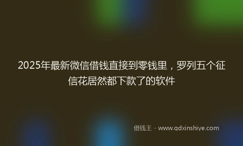 2025年最新微信借钱直接到零钱里，罗列五个征信花居然都下款了的软件