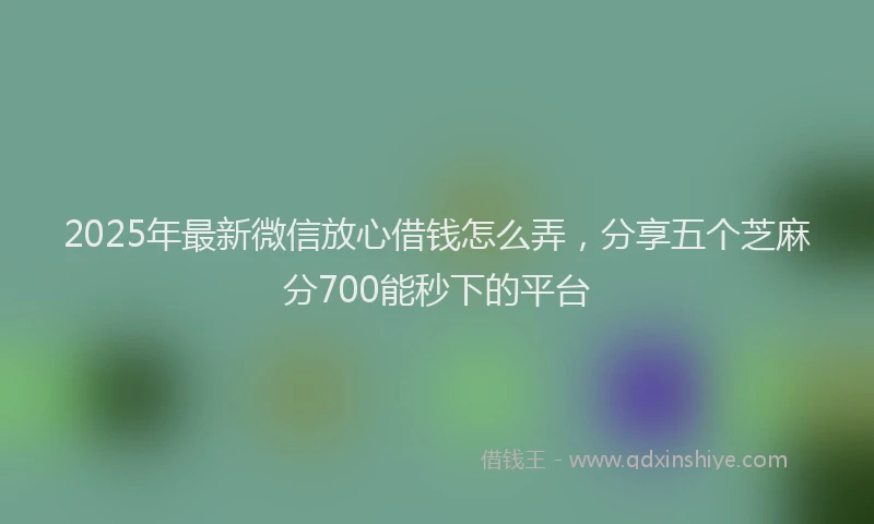 2025年最新微信放心借钱怎么弄，分享五个芝麻分700能秒下的平台