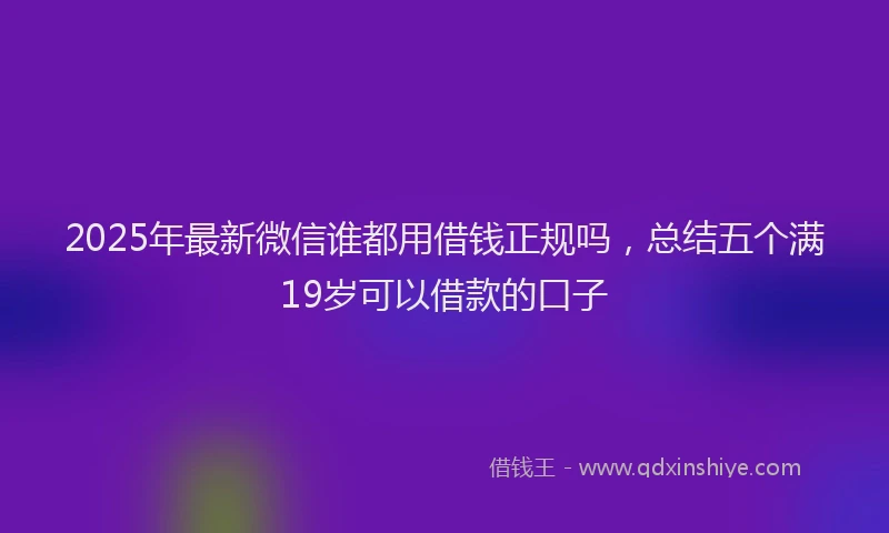 2025年最新微信谁都用借钱正规吗，总结五个满19岁可以借款的口子