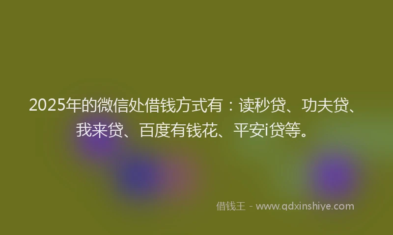 2025年的微信处借钱方式有：读秒贷、功夫贷、我来贷、百度有钱花、平安i贷等。
