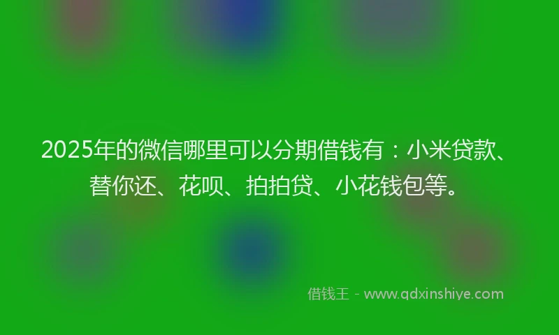 2025年的微信哪里可以分期借钱有：小米贷款、替你还、花呗、拍拍贷、小花钱包等。