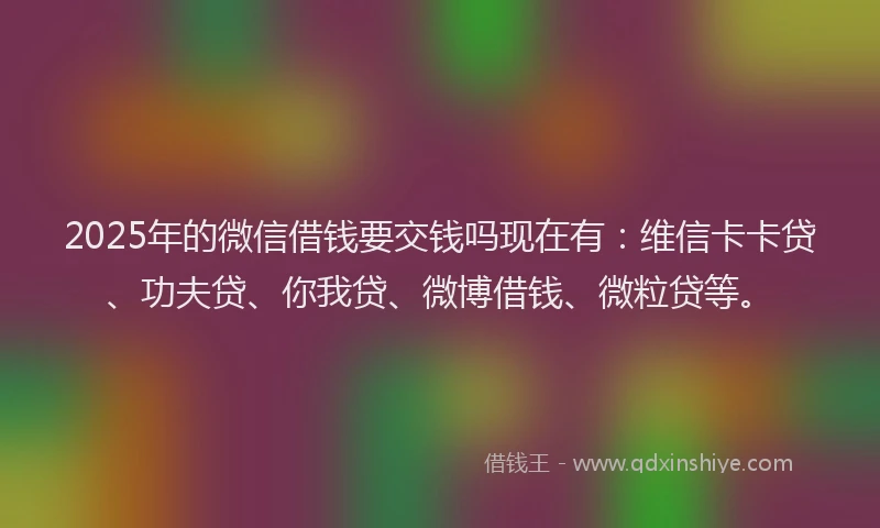 2025年的微信借钱要交钱吗现在有：维信卡卡贷、功夫贷、你我贷、微博借钱、微粒贷等。