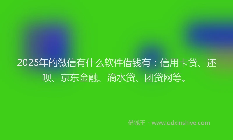 2025年的微信有什么软件借钱有：信用卡贷、还呗、京东金融、滴水贷、团贷网等。
