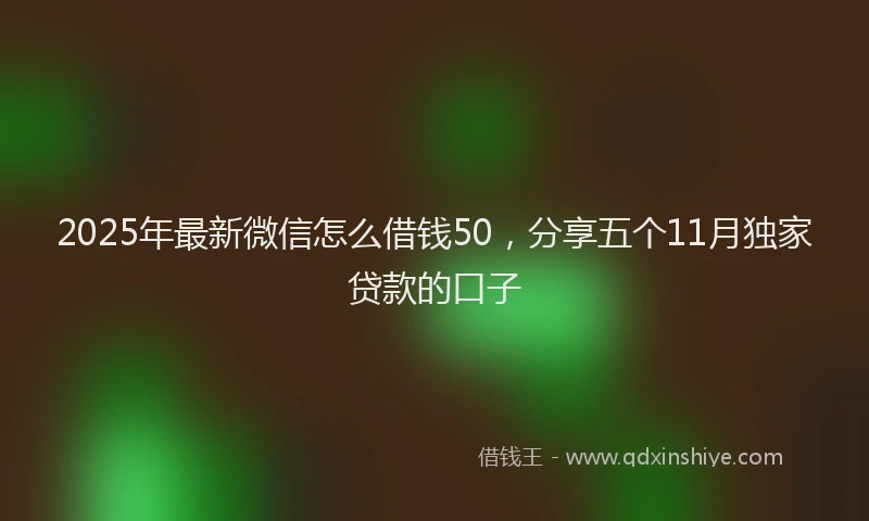 2025年最新微信怎么借钱50，分享五个11月独家贷款的口子