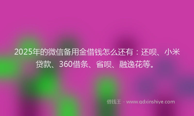 2025年的微信备用金借钱怎么还有：还呗、小米贷款、360借条、省呗、融逸花等。