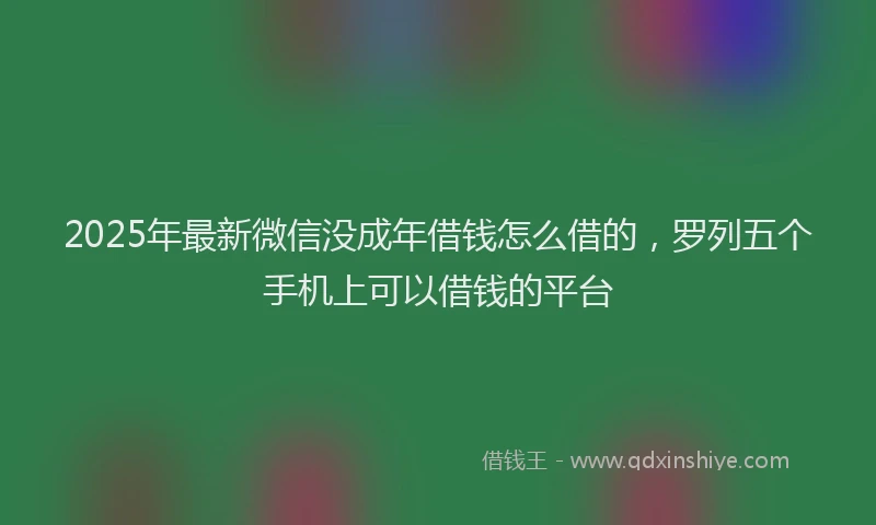 2025年最新微信没成年借钱怎么借的，罗列五个手机上可以借钱的平台