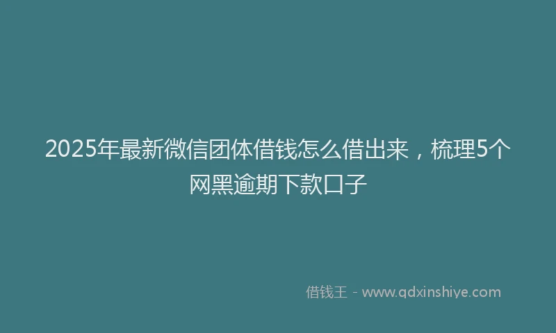 2025年最新微信团体借钱怎么借出来，梳理5个网黑逾期下款口子