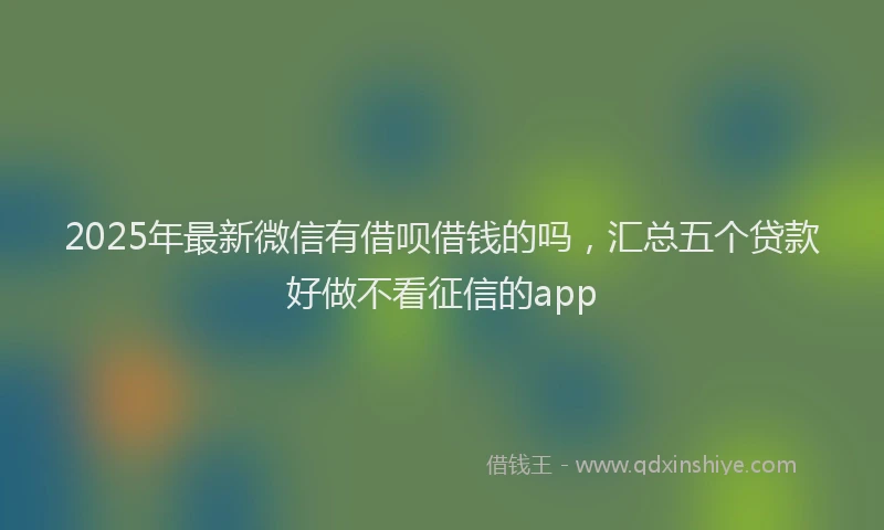 2025年最新微信有借呗借钱的吗，汇总五个贷款好做不看征信的app