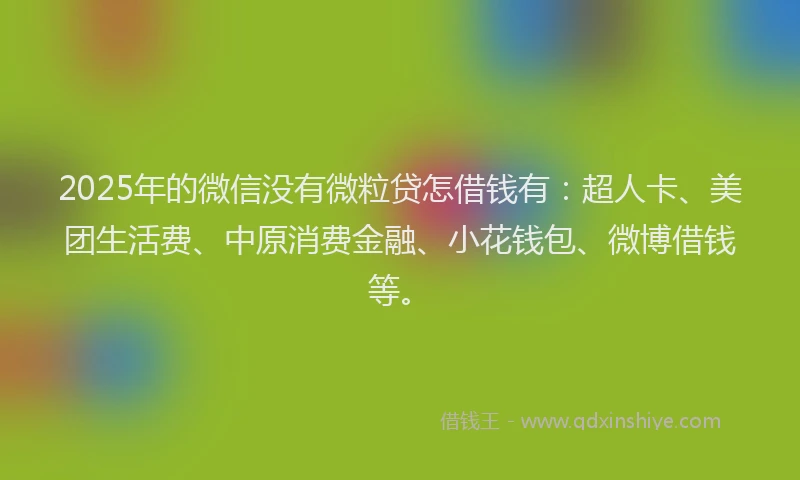 2025年的微信没有微粒贷怎借钱有：超人卡、美团生活费、中原消费金融、小花钱包、微博借钱等。