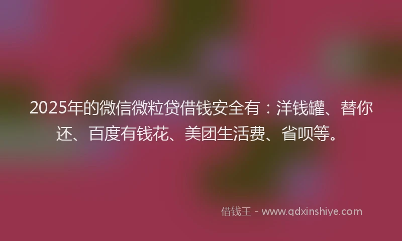 2025年的微信微粒贷借钱安全有：洋钱罐、替你还、百度有钱花、美团生活费、省呗等。
