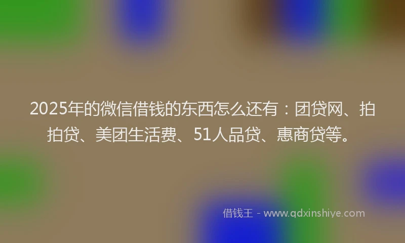 2025年的微信借钱的东西怎么还有：团贷网、拍拍贷、美团生活费、51人品贷、惠商贷等。