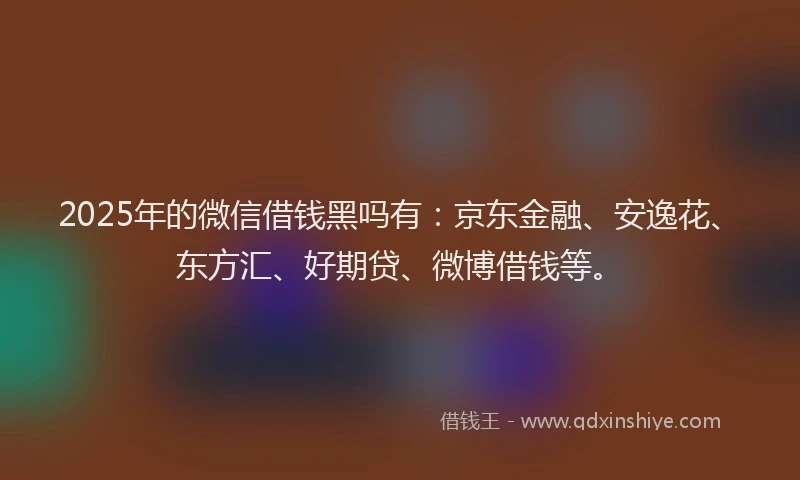 2025年的微信借钱黑吗有：京东金融、安逸花、东方汇、好期贷、微博借钱等。