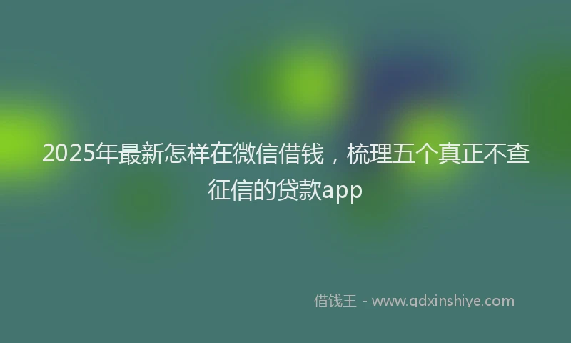 2025年最新怎样在微信借钱，梳理五个真正不查征信的贷款app