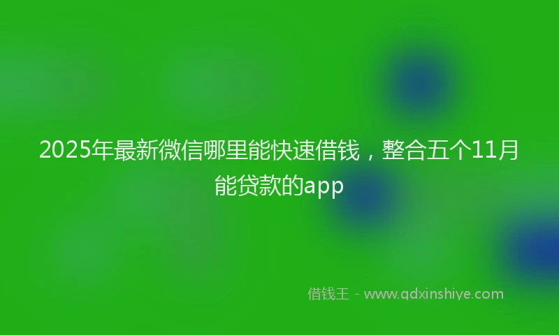 2025年最新微信哪里能快速借钱，整合五个11月能贷款的app