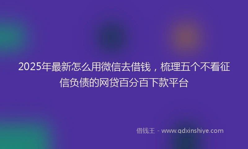 2025年最新怎么用微信去借钱，梳理五个不看征信负债的网贷百分百下款平台
