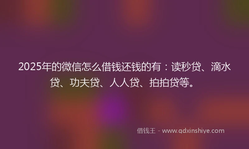 2025年的微信怎么借钱还钱的有：读秒贷、滴水贷、功夫贷、人人贷、拍拍贷等。