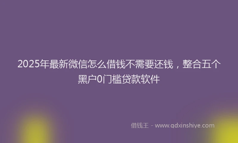 2025年最新微信怎么借钱不需要还钱，整合五个黑户0门槛贷款软件
