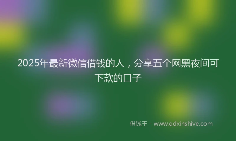 2025年最新微信借钱的人，分享五个网黑夜间可下款的口子