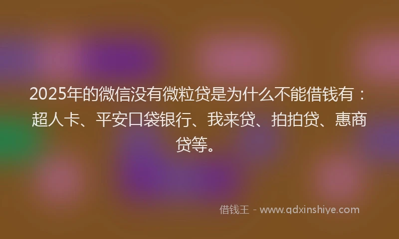 2025年的微信没有微粒贷是为什么不能借钱有：超人卡、平安口袋银行、我来贷、拍拍贷、惠商贷等。