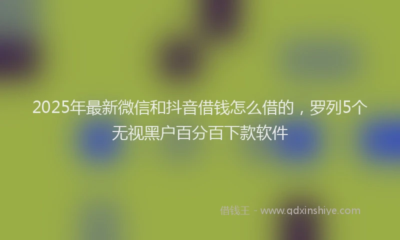2025年最新微信和抖音借钱怎么借的，罗列5个无视黑户百分百下款软件