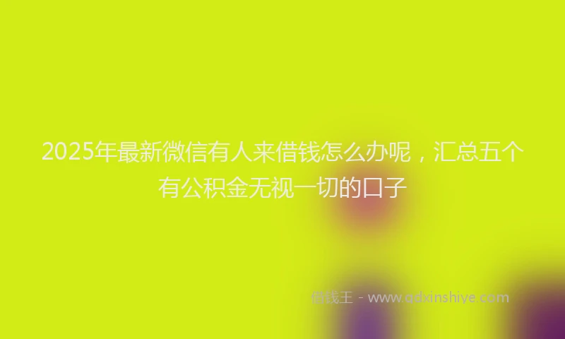 2025年最新微信有人来借钱怎么办呢，汇总五个有公积金无视一切的口子