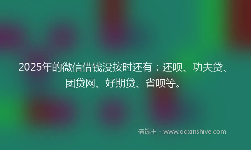 2025年的微信借钱没按时还有：还呗、功夫贷、团贷网、好期贷、省呗等。