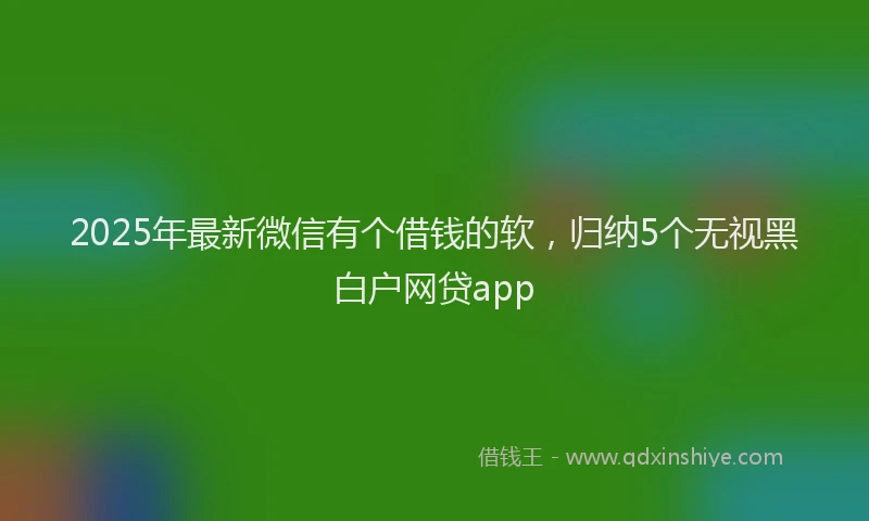 2025年最新微信有个借钱的软，归纳5个无视黑白户网贷app
