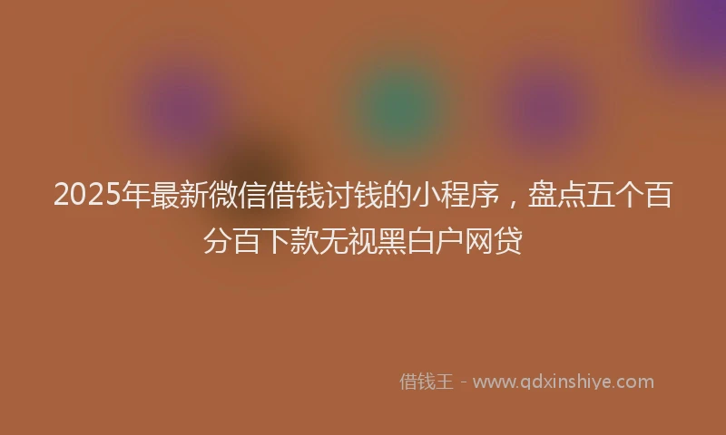 2025年最新微信借钱讨钱的小程序，盘点五个百分百下款无视黑白户网贷