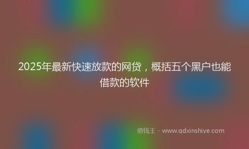 2025年最新快速放款的网贷，概括五个黑户也能借款的软件