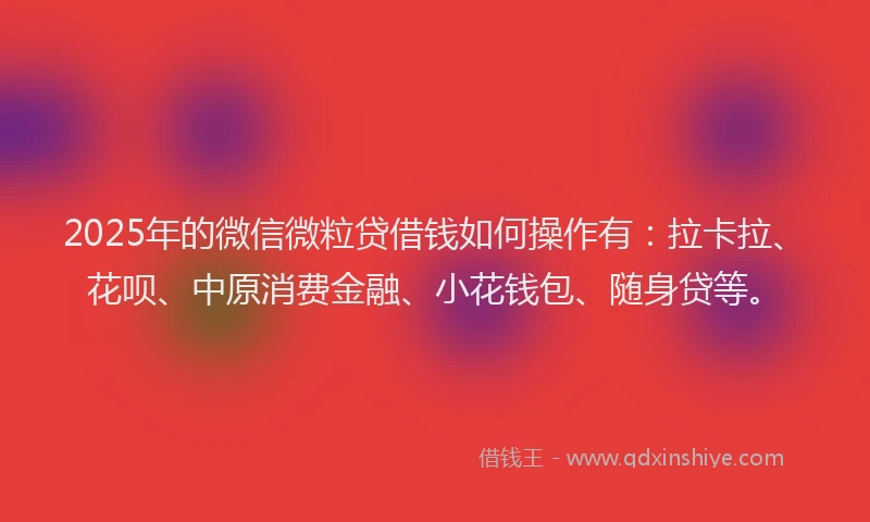 2025年的微信微粒贷借钱如何操作有：拉卡拉、花呗、中原消费金融、小花钱包、随身贷等。