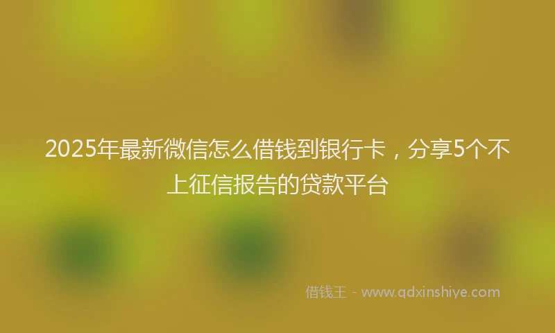 2025年最新微信怎么借钱到银行卡，分享5个不上征信报告的贷款平台